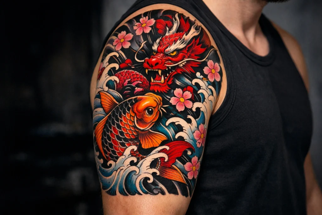 1. Japanese Irezumi Half Sleeve