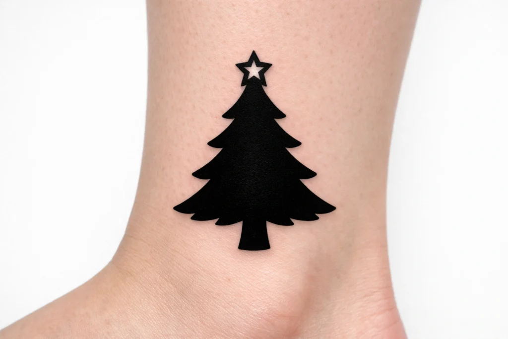 11. Christmas Tree Silhouette Tattoo