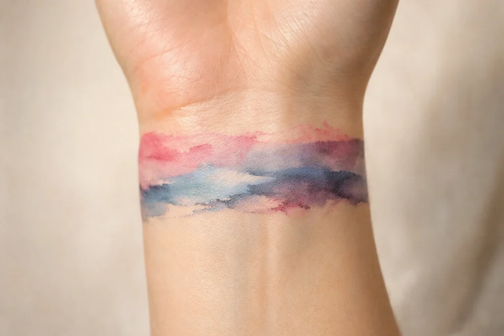 13. Watercolor Wrap Around Wrist Tattoos