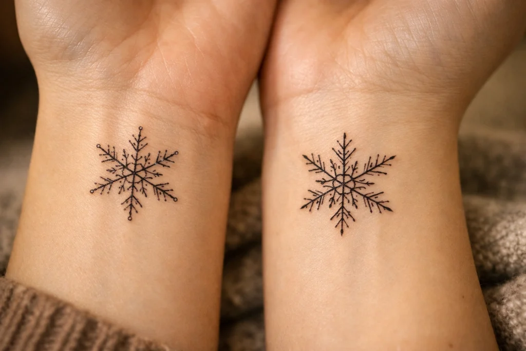 15. Matching Snowflake Tattoos
