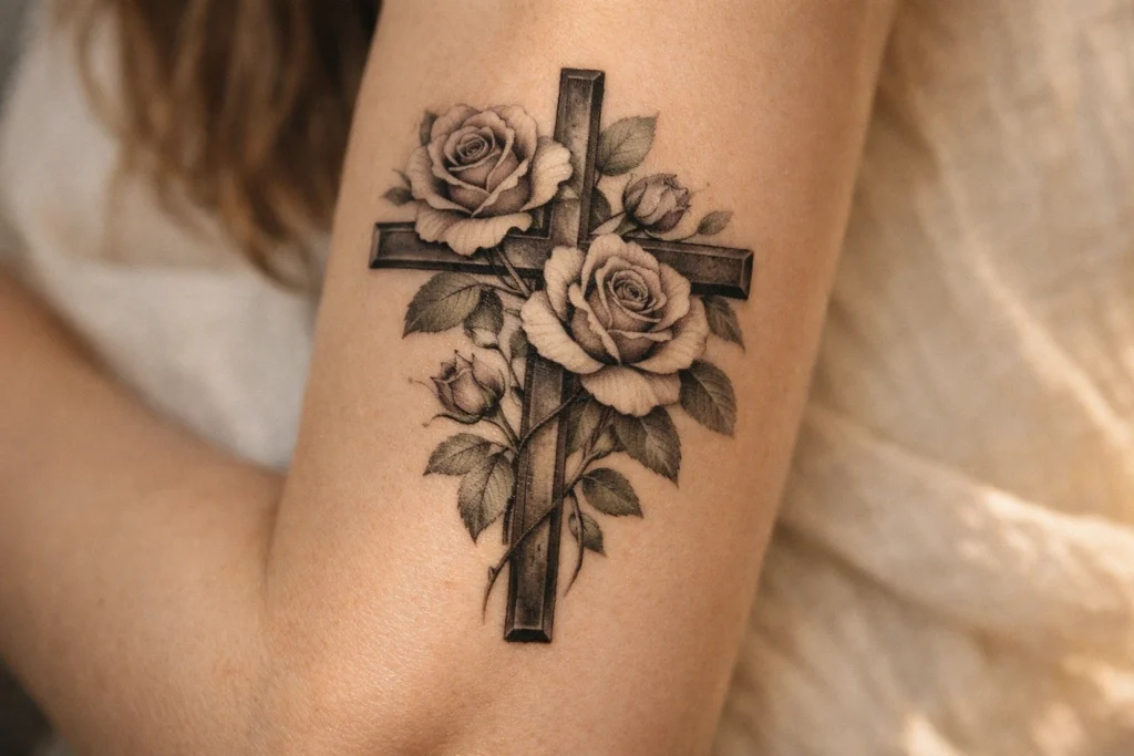 2 The Floral Cross Tattoo