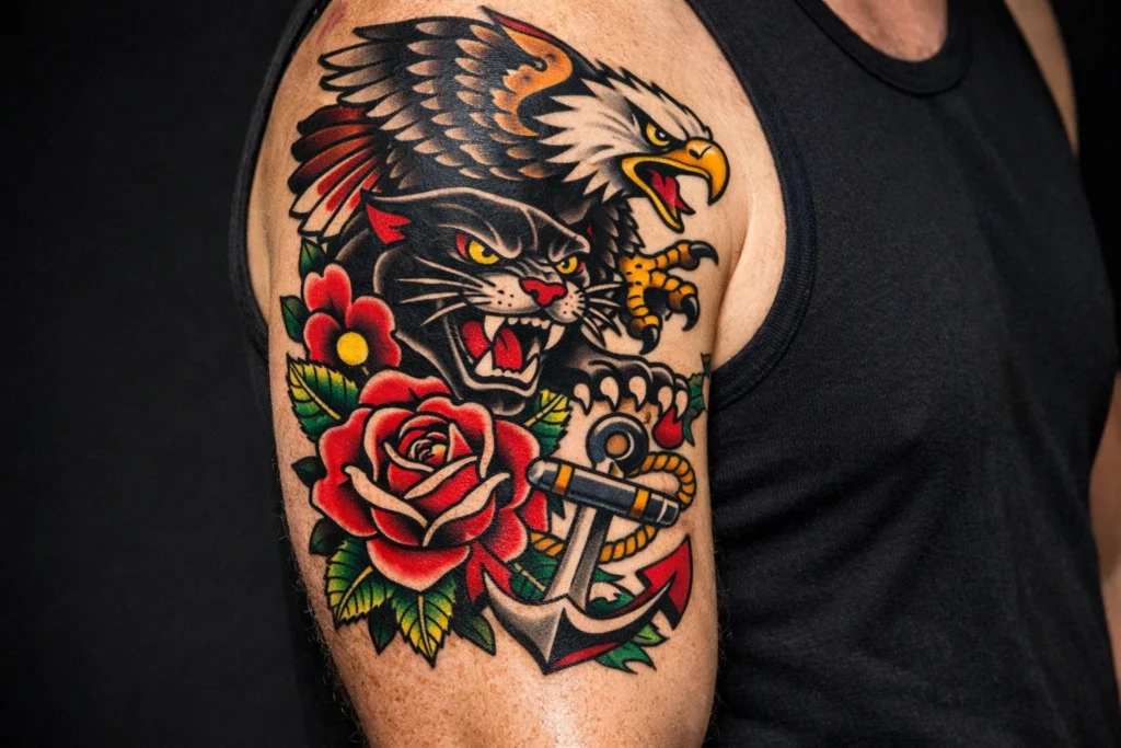 2. Traditional American Half Sleeve