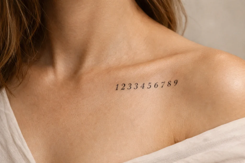 3. Collarbone Number Tattoo