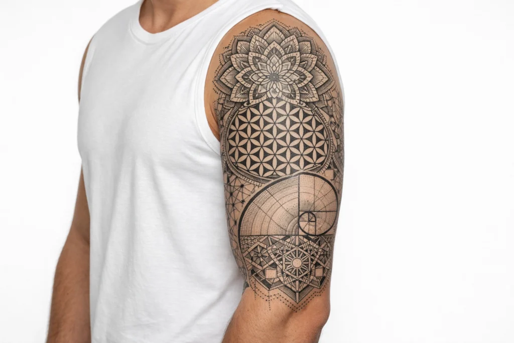 4. Geometric and Sacred Geometry Half Sleeve