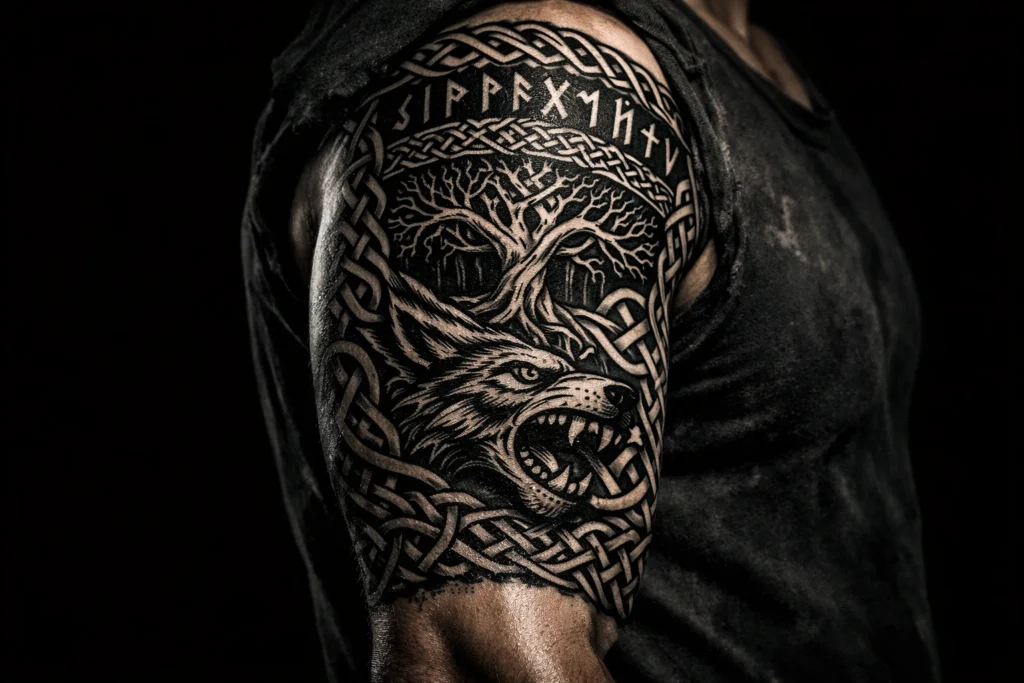 5. Celtic Knotwork and Nordic Half Sleeve