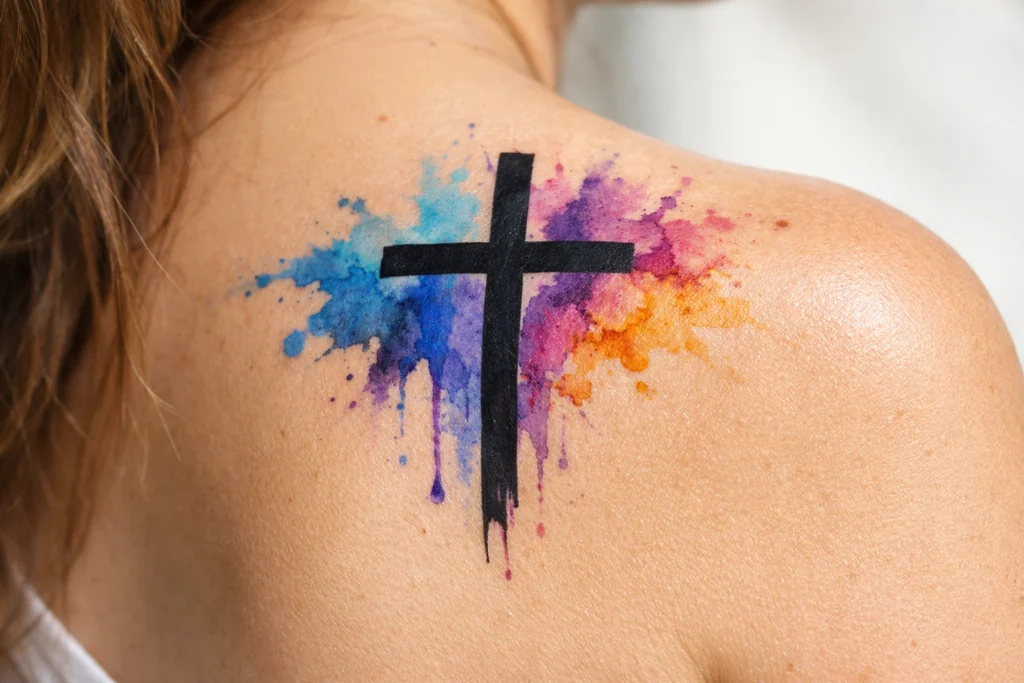 6 The Watercolor Cross Tattoo