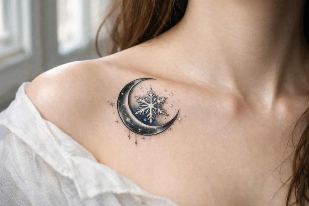 6. Snowflake and Moon Combination