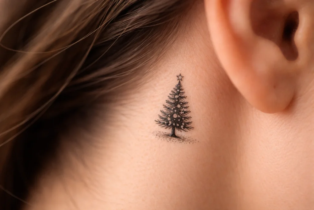 6. Tiny Christmas Tree Tattoo