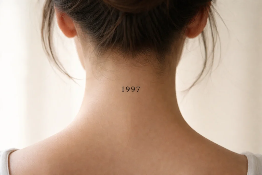 7. Back of Neck Number Tattoo