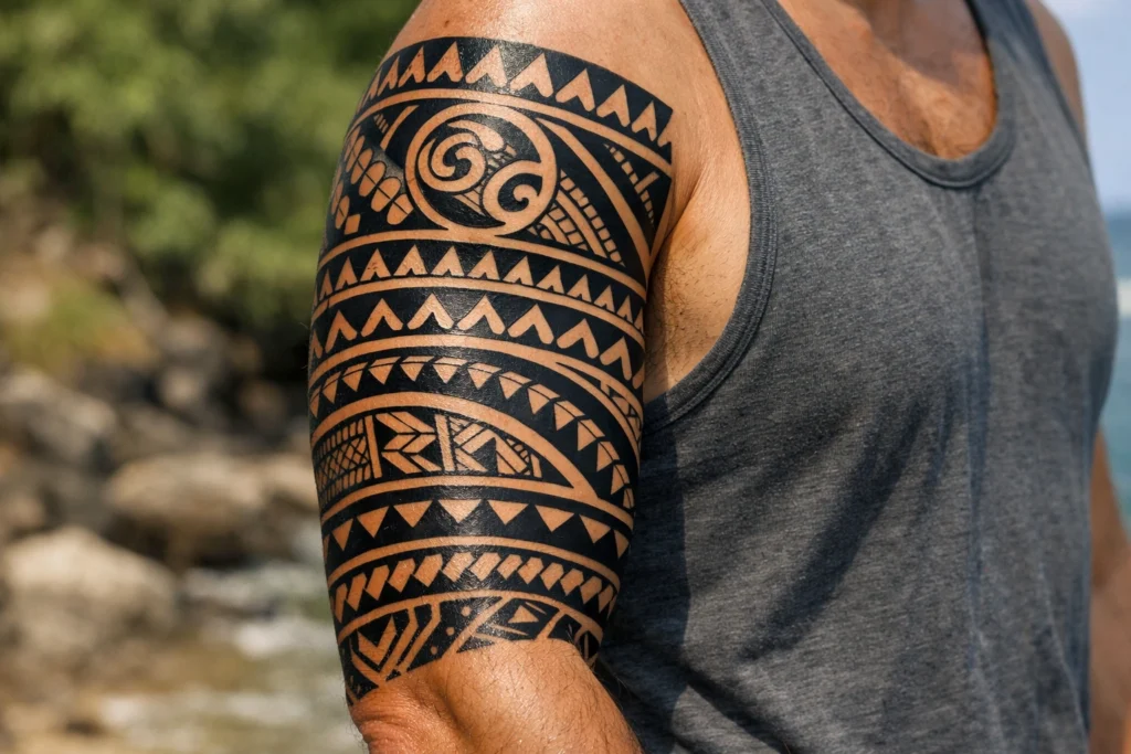7. Polynesian Tribal Half Sleeve