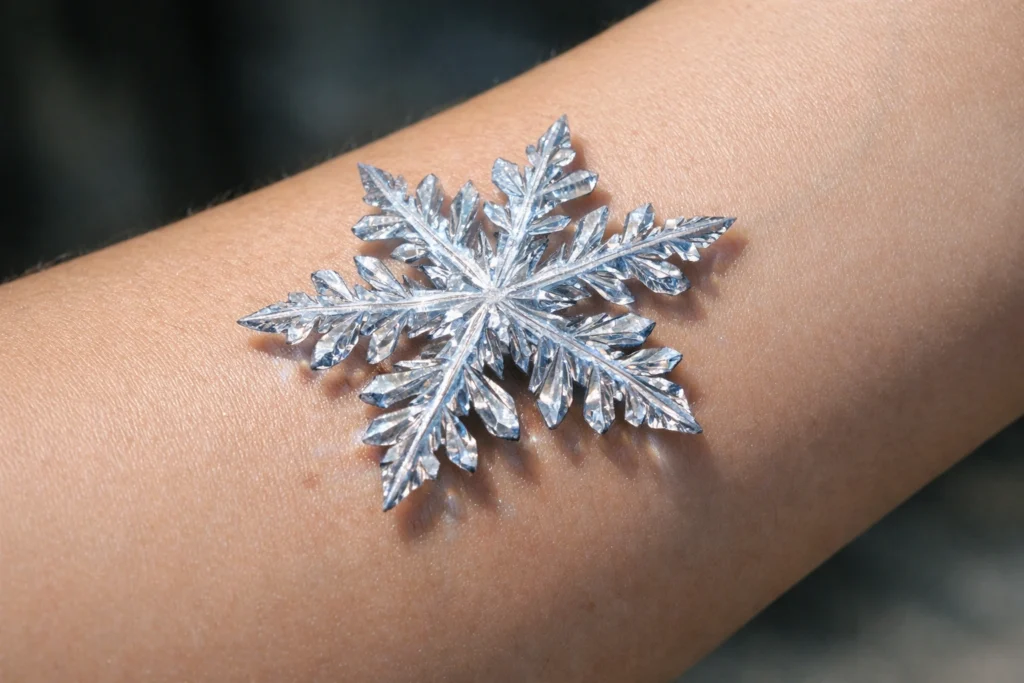 8. 3D Realistic Snowflake Tattoo