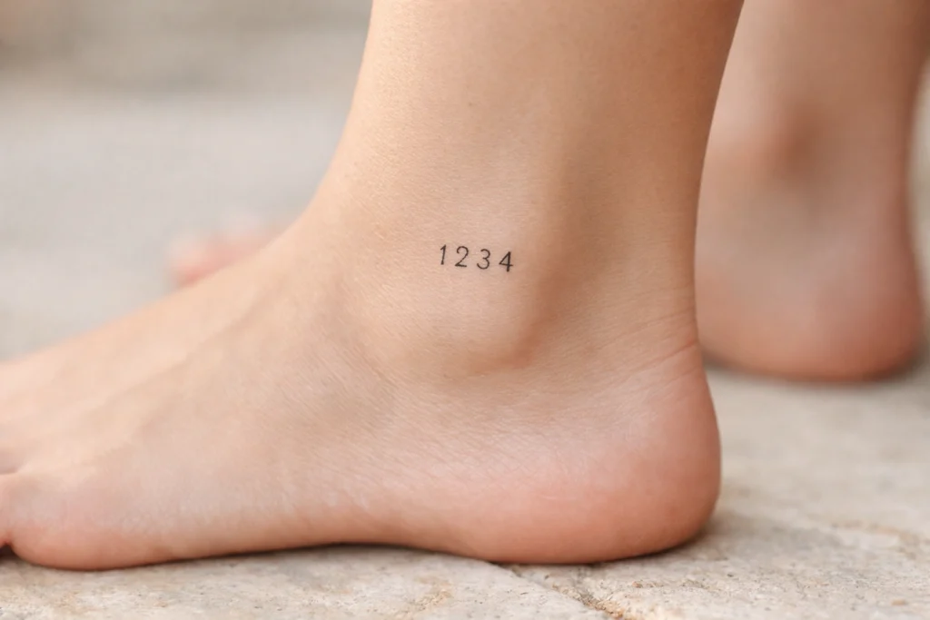 8. Ankle Number Tattoo