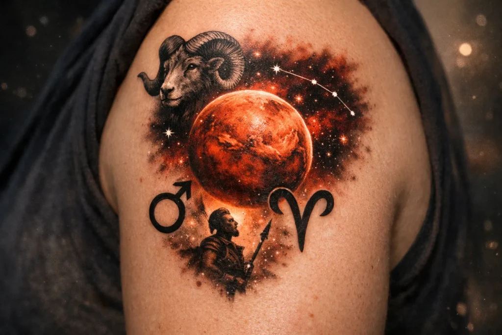 Aries and Mars Planet Tattoos