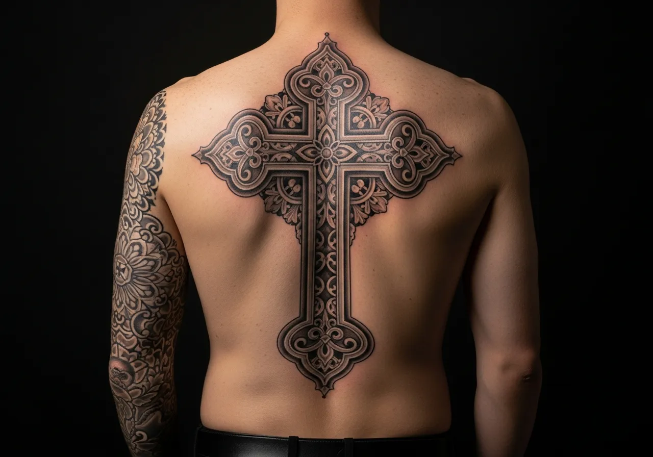 Back Cross Tattoo