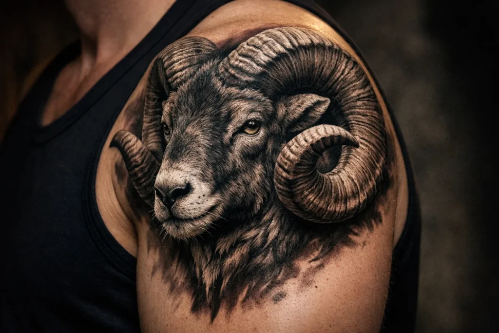 Bold Ram Head Tattoos