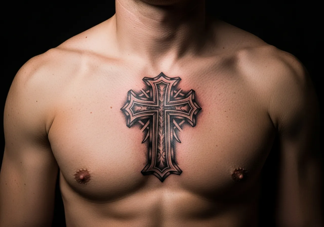 Chest Cross Tattoo