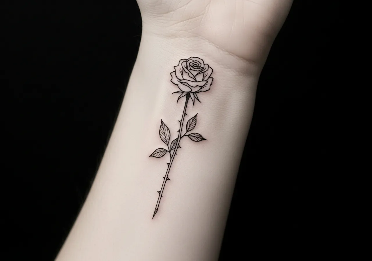 Line Gothic Floral Tattoos