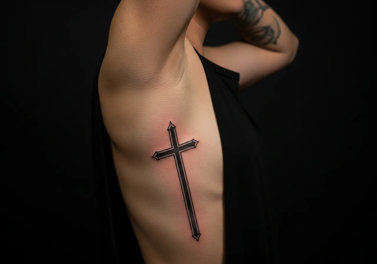 Ribcage Cross Tattoo