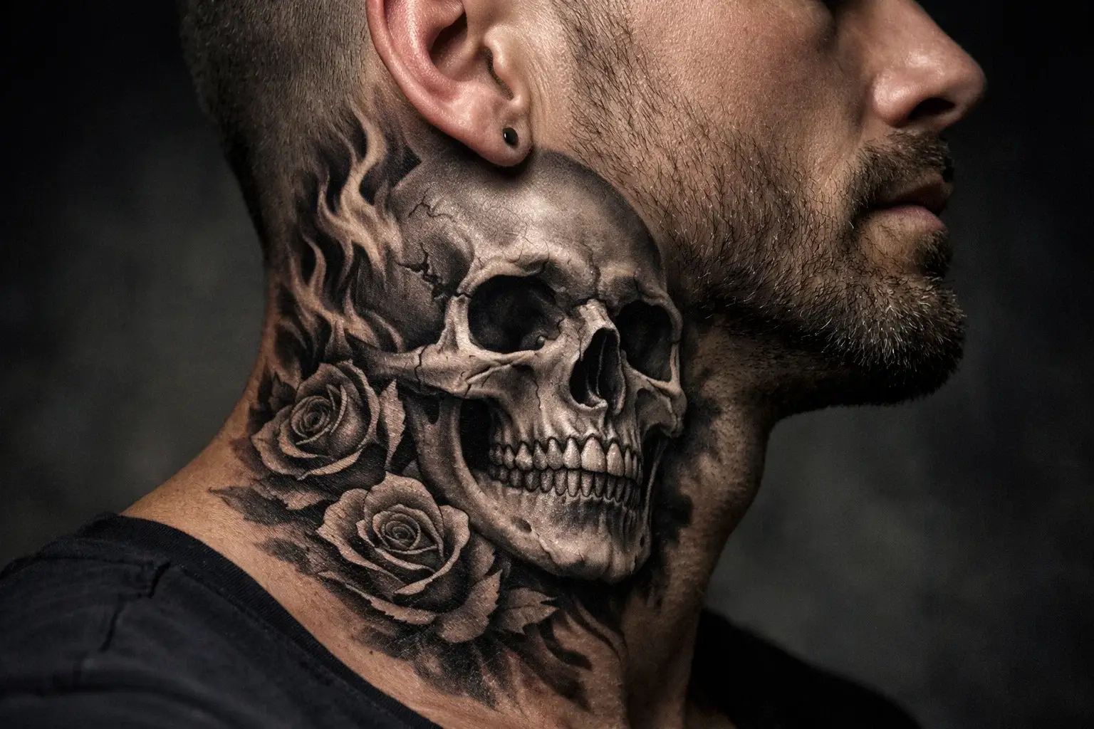 Side Neck Skull Tattoos