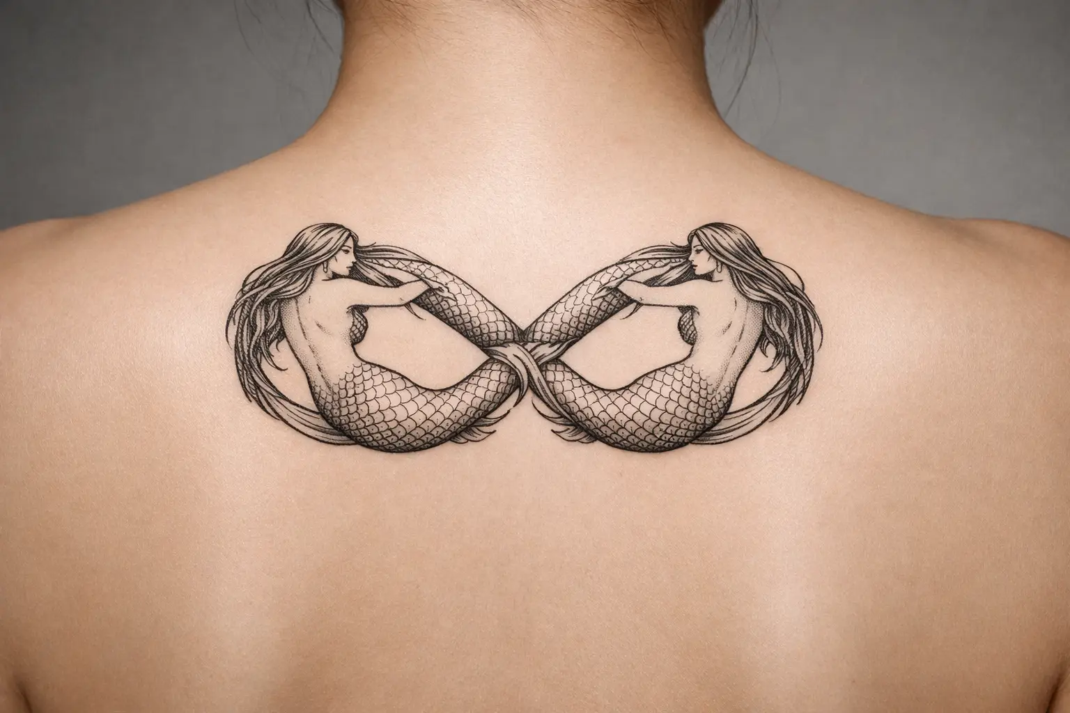 Twin Mermaids Infinity Tattoo