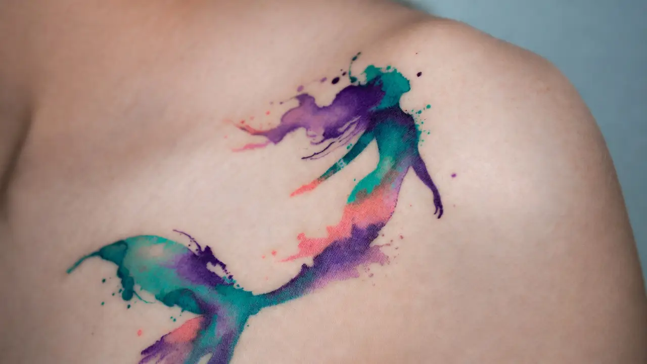 Watercolor Mermaid Tattoo