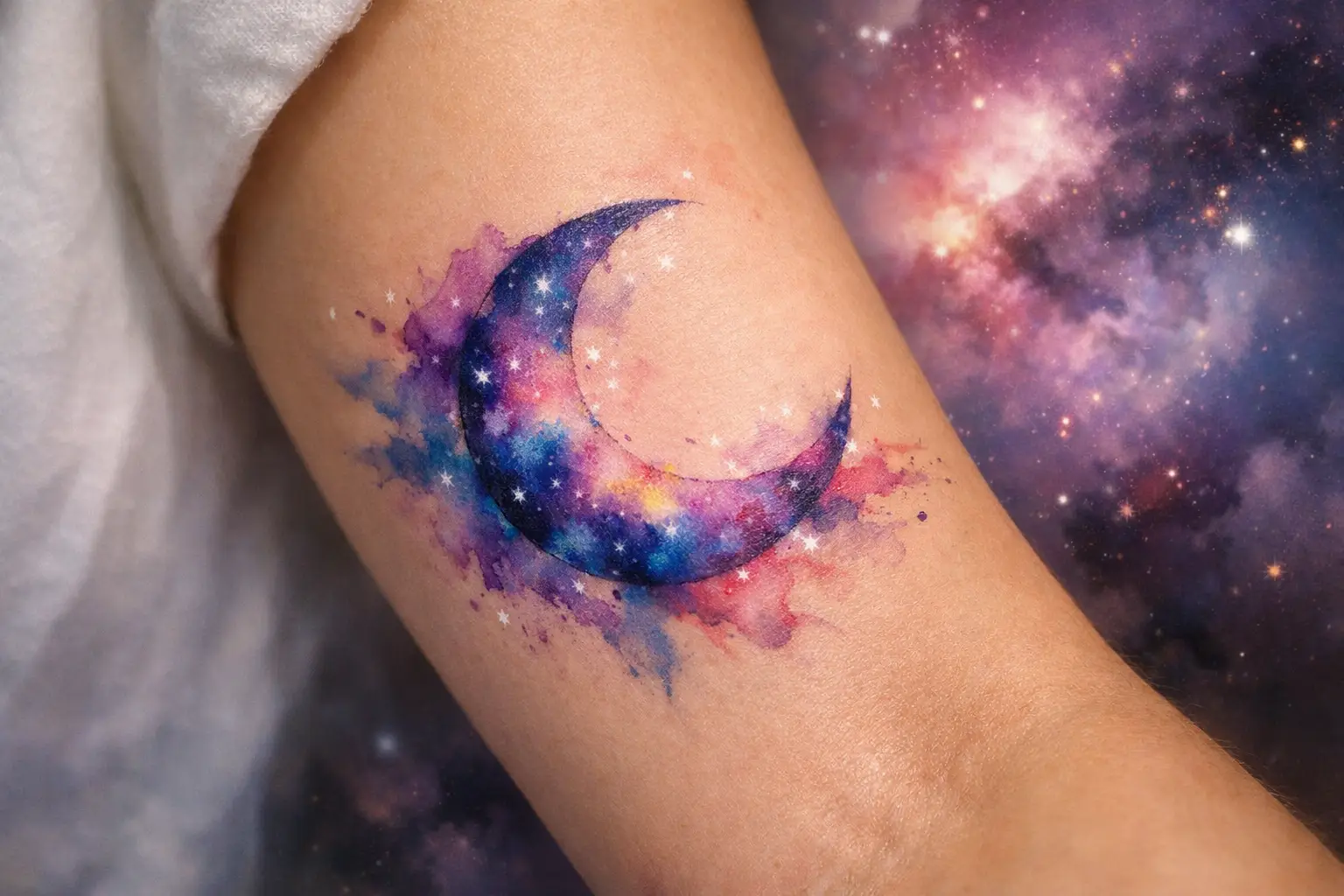 Watercolor Moon Tattoos