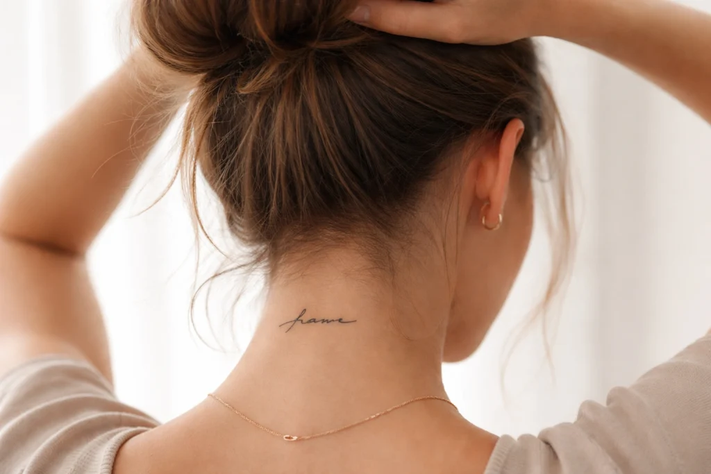 Back of the Neck Name Tattoo