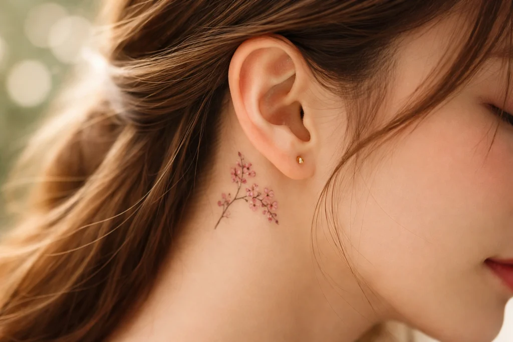 Behind the Ear Flower Tattoo Placement