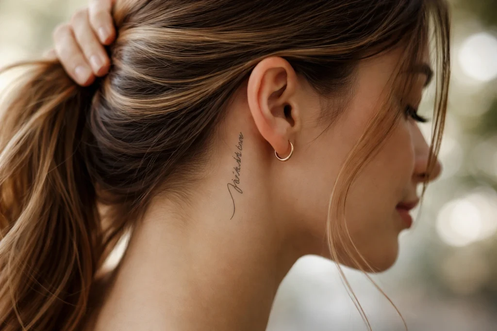 Behind the Ear Name Tattoo