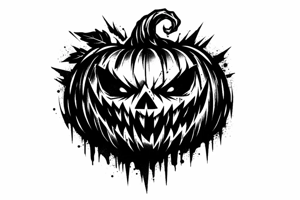 Blackwork Pumpkin Tattoo