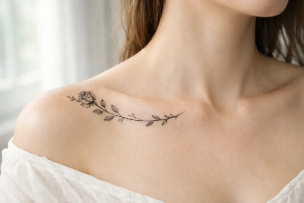 Collarbone Flower Tattoo Placement