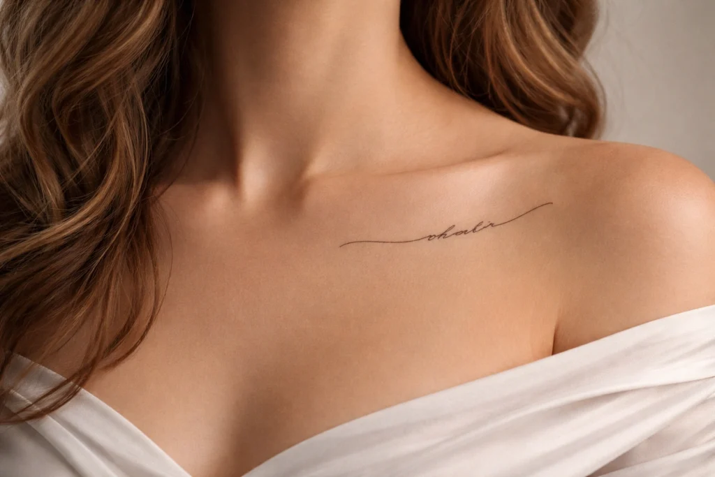 Collarbone Name Tattoo