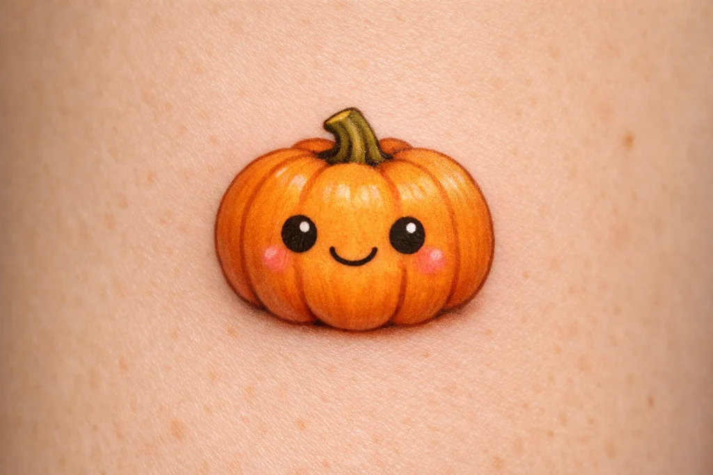 Cute Smiling Pumpkin Tattoo