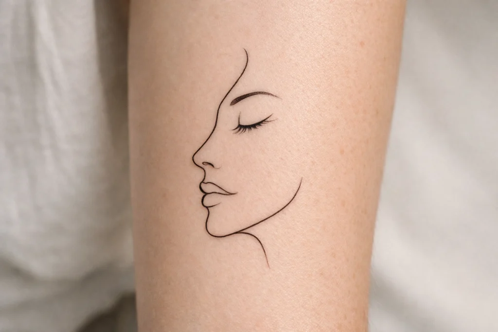 Ethereal Face Outline Tattoo