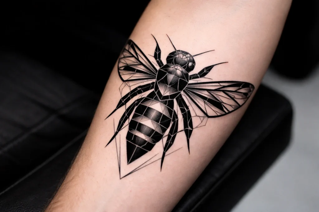 Geometric Bee Tattoo