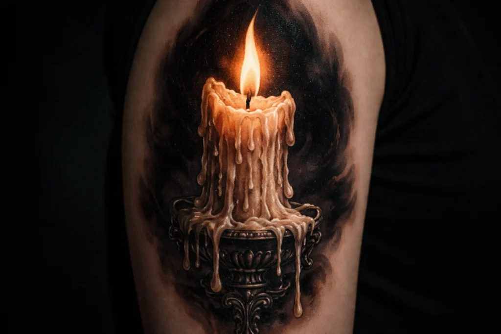 Gothic Candle Tattoo