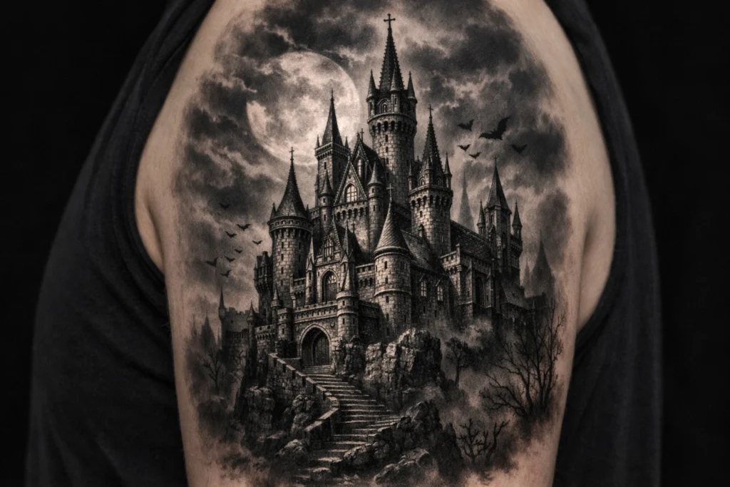 Gothic Castle Tattoo
