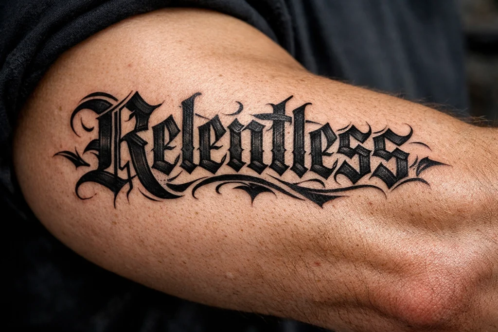 Gothic Lettering Tattoo
