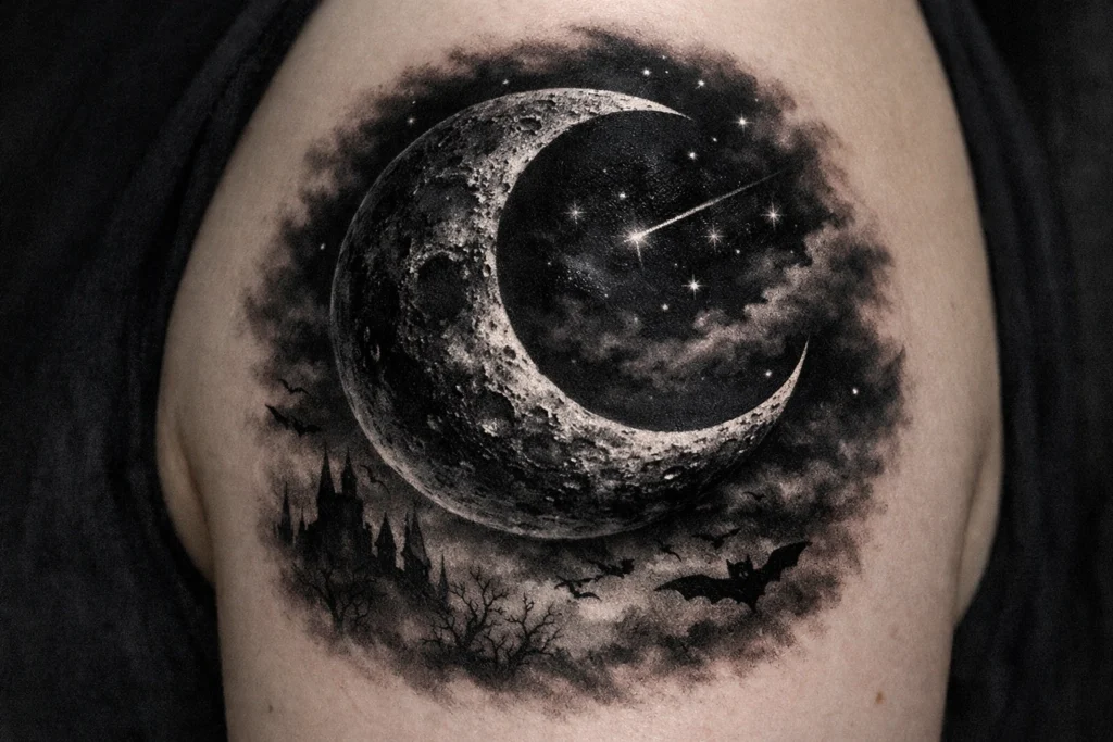 Gothic Moon Tattoo