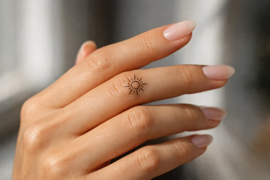 Hand and Finger Sun Tattoo