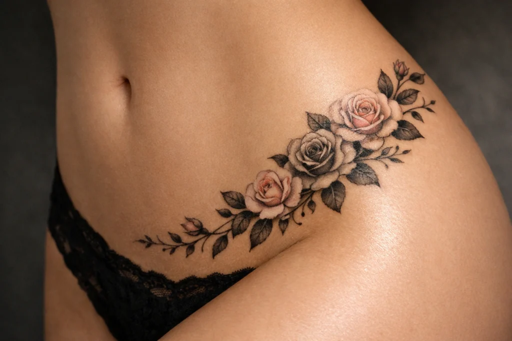 Hip Flower Tattoo Placement