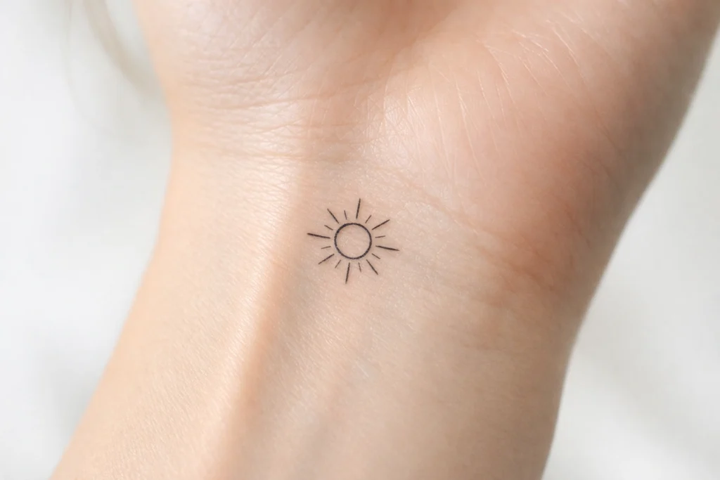 Inner Wrist Sun Tattoo