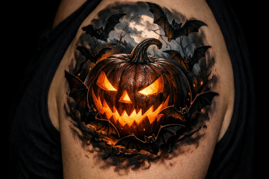 Jack O Lantern with Bats