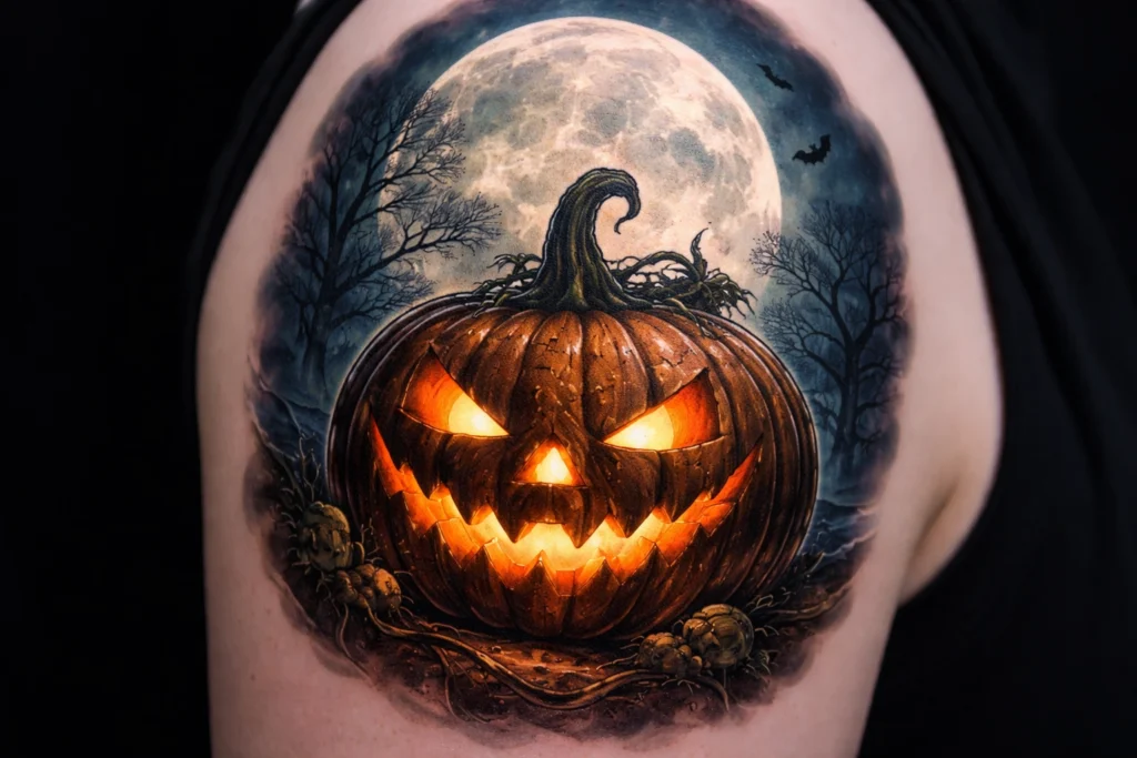 Jack O Lantern with Moon Background