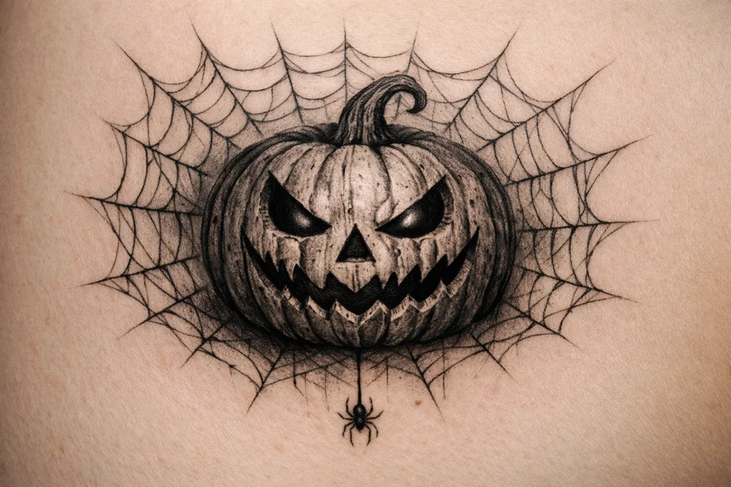 Jack O Lantern with Spider Web