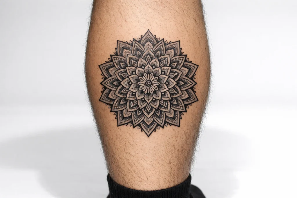 Mandala Calf Tattoos
