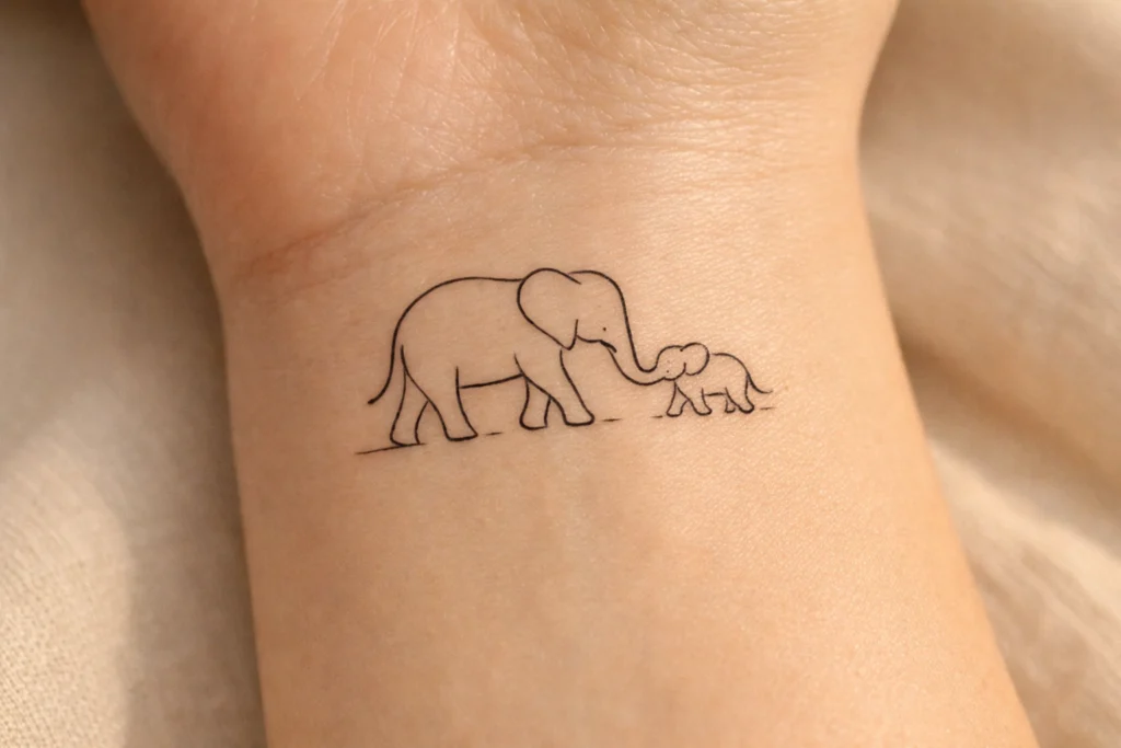 Mother and Baby Elephant Tattoo