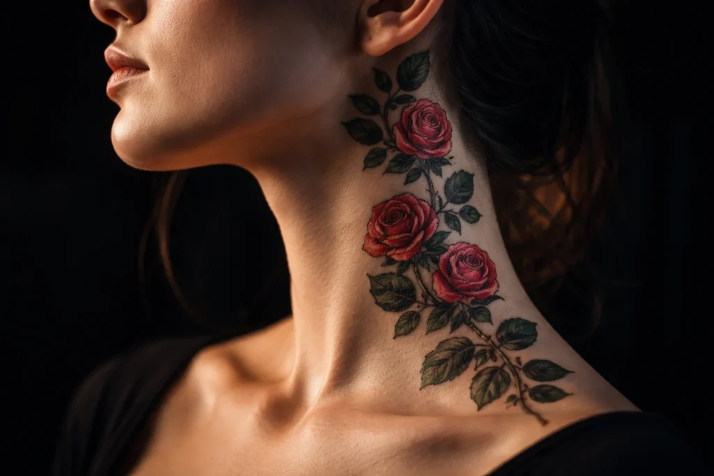 Neck Flower Tattoo Placement