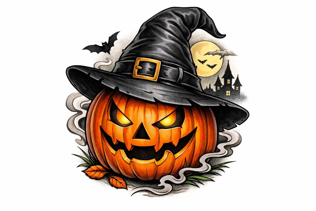 Pumpkin with Witch Hat