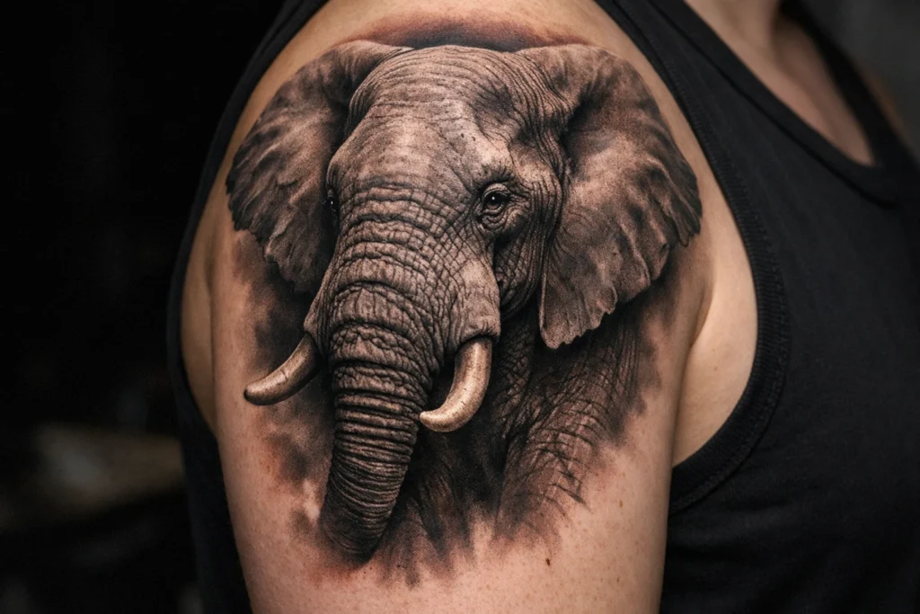 Realistic Elephant Tattoo